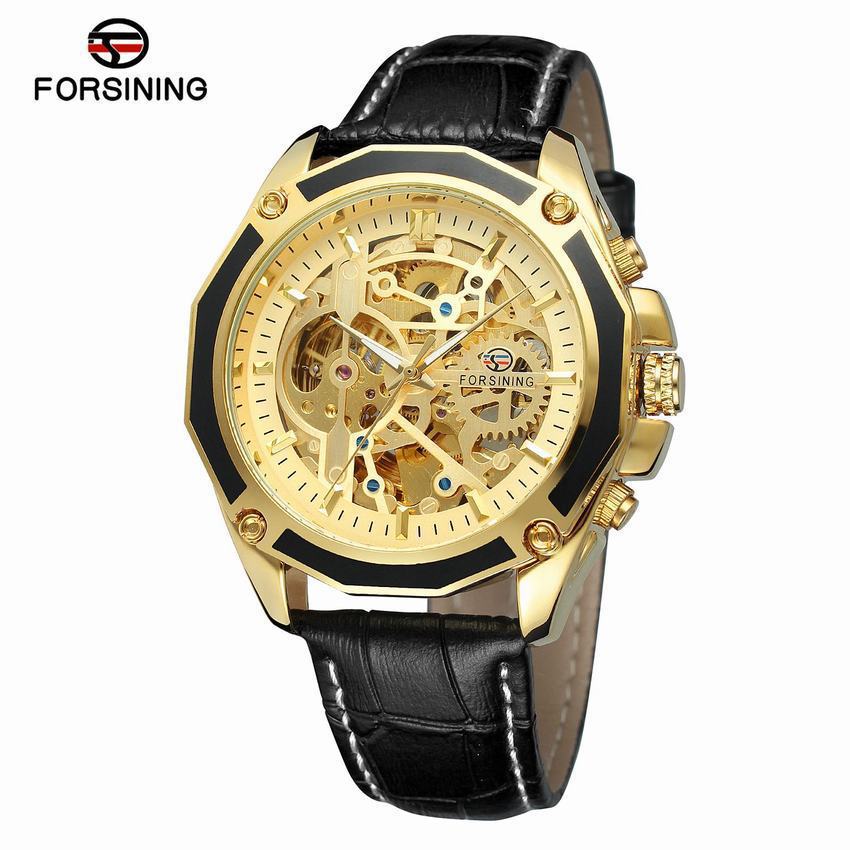 Orologio Meccanico Automatico Forsining Cinturino in Acciaio Vuoto Luminoso Orologio da Uomo Moda Orologio Meccanico