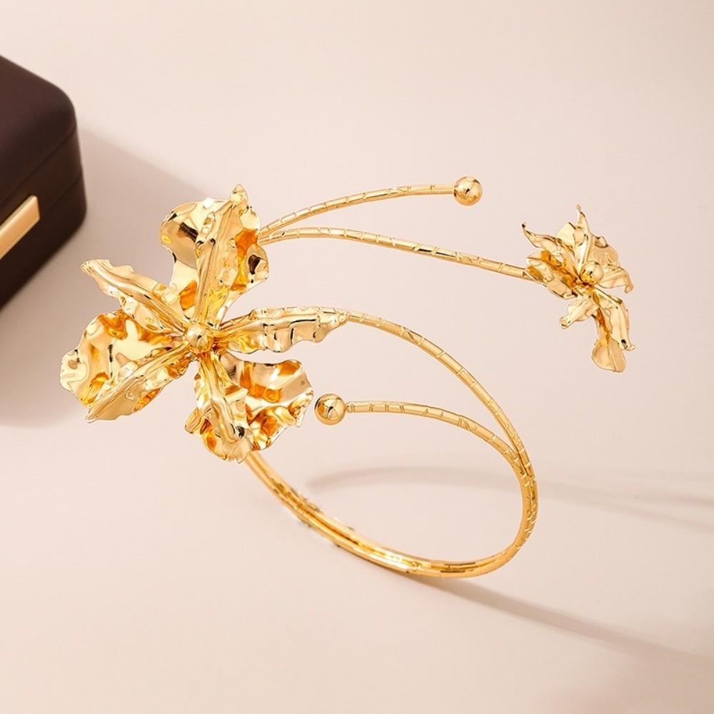 Enamel Glaze Butterfly Orchid Bracelet Floral Flower Armband Fashion Open Arm Bangle  Gift