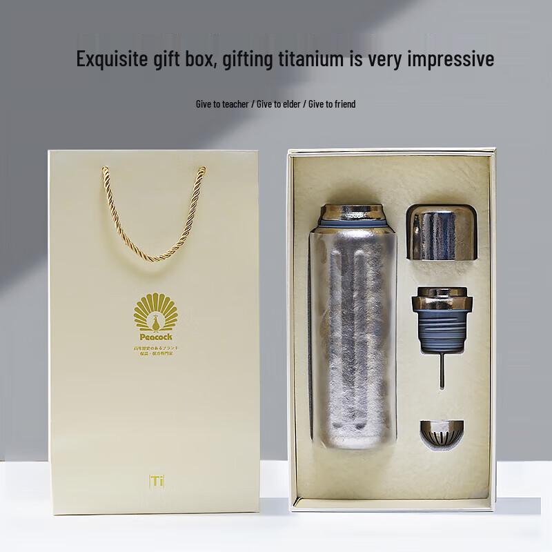 Термобутылка из чистого титана Павлин 600ml