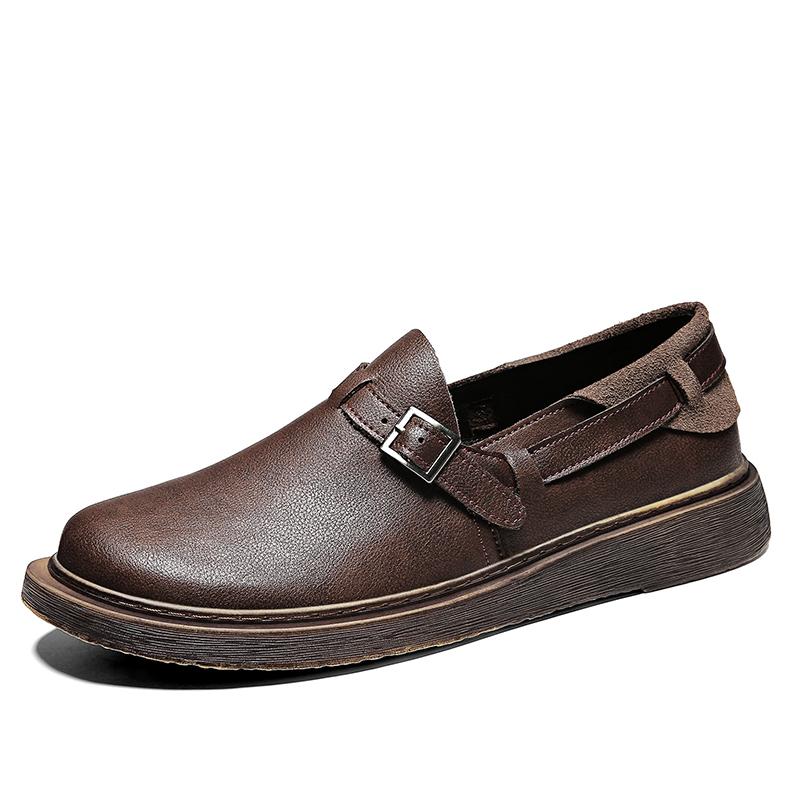 British Retro Style Men's Loafers Thick Soled Comfortable Walking Casual Shoes Men's Business Dress Shoes for Interviews