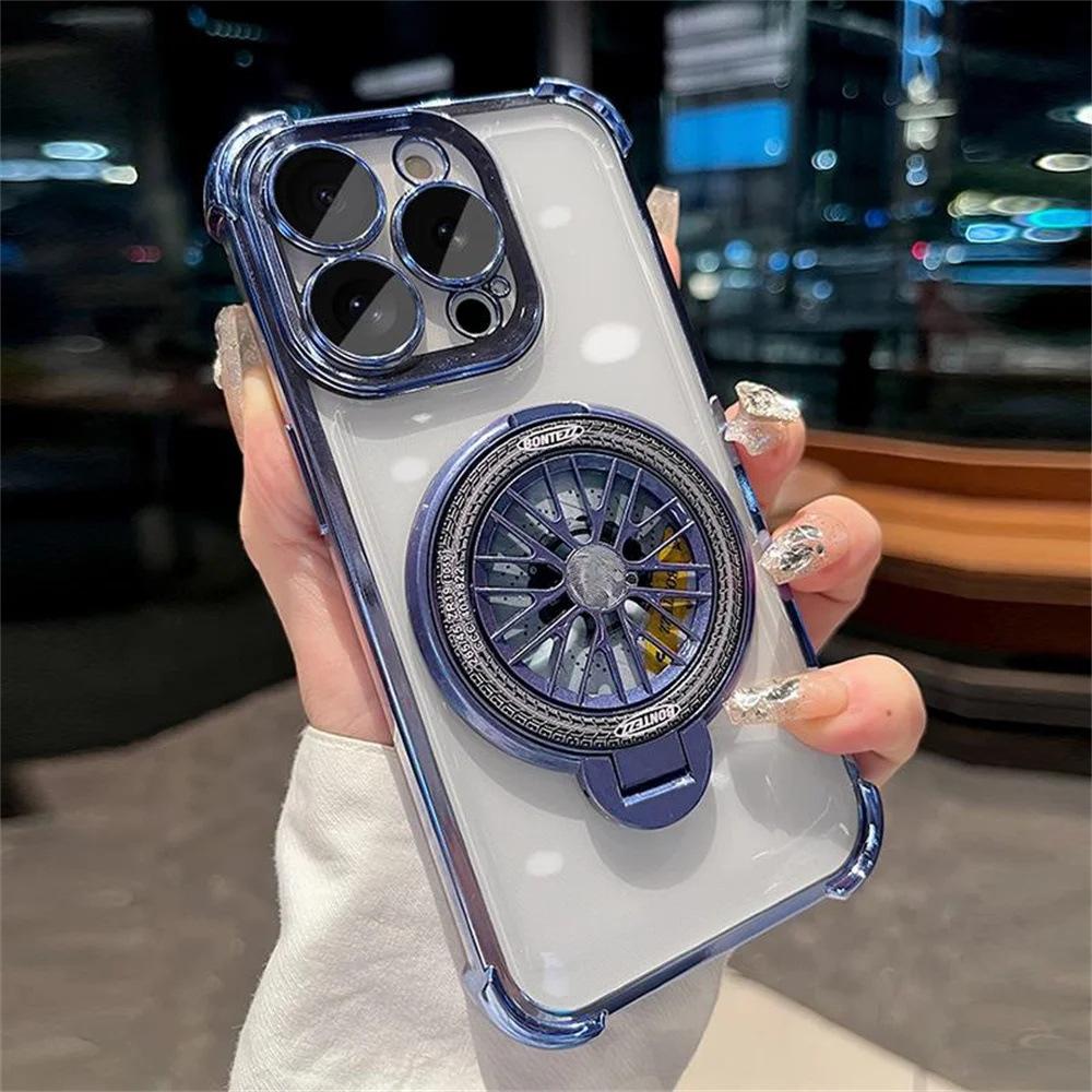 Rotating Gyro Cooling Suitable for Apple 16promax Electroplating Bracket Mobile Phone Case IPhone 15 Magnetic Protection Case