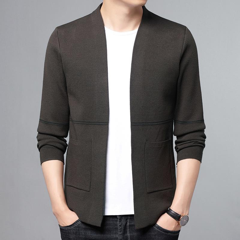 Men's Slim-Fit Knitted Cardigan - Korean Style Fashionable Long Sleeve Sweater Jacket for Spring/Autumn 2025.