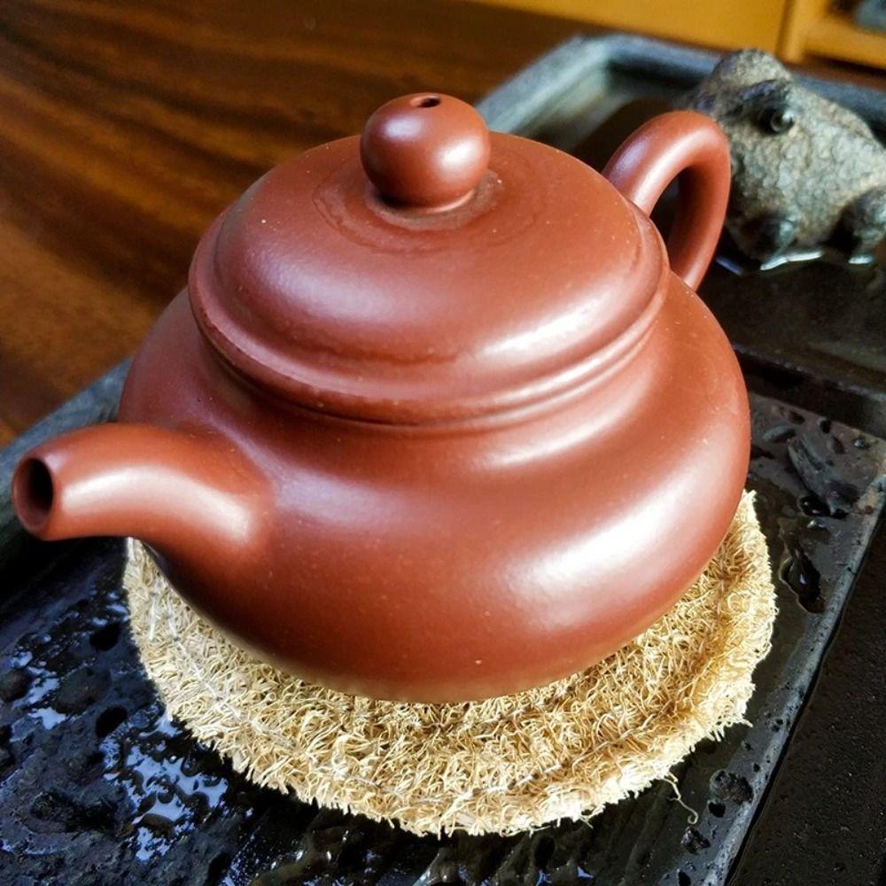 Round Tea Cup Mat Loofah Fibre Loofah Mat Kung Fu TeaSet Teapot Pad Tea