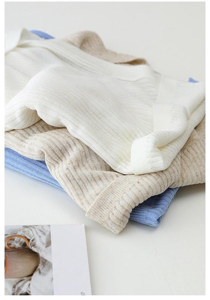 2026 Summer Women's Tencel Linen Knit Cardigan: Long Sleeve, Solid Color & Striped, No-Button Shawl Top