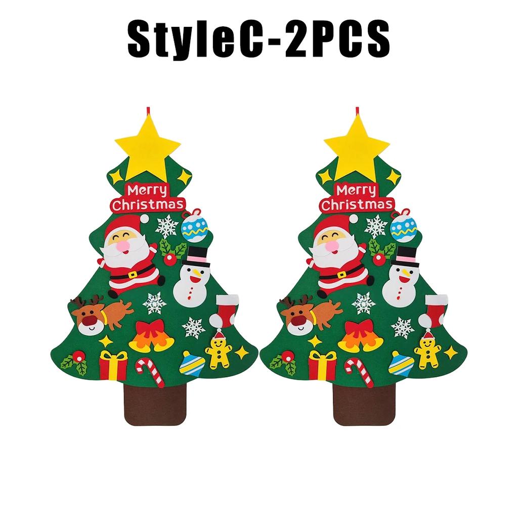 Felt Christmas Tree with Ornaments Tall DIY Decorative Xmas Tree for Children Home Classroom Kids Craft Christmas Tree Ornaments