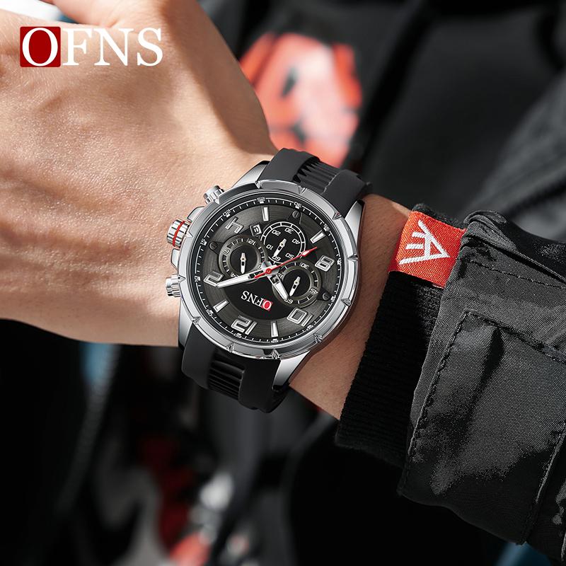 Fashion Three Eye Six Needle Men's Quartz Watch Multi Functional Waterproof Night Light Calendar Male Wristwatches