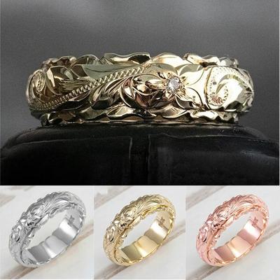 Rose Flower Ring Ring Women Plated Suspension Carved Cross Border Ornament Little Finger New 14K Gold Europe and America