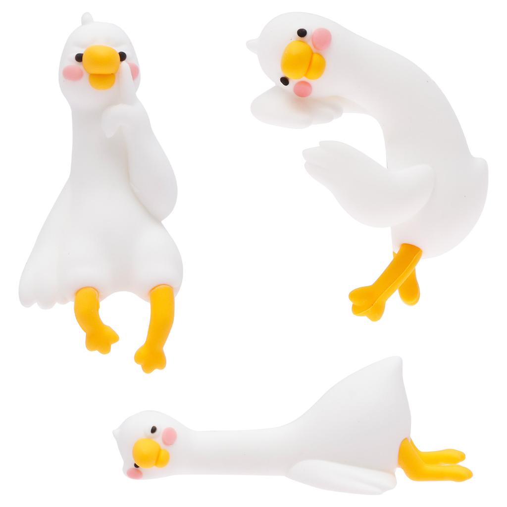 3PCS Resin Goose Figurine Computer Monitor Decor Cute Mini Goose Statue for Car Dashboard Funny Desk TV Photo Frame Decoration