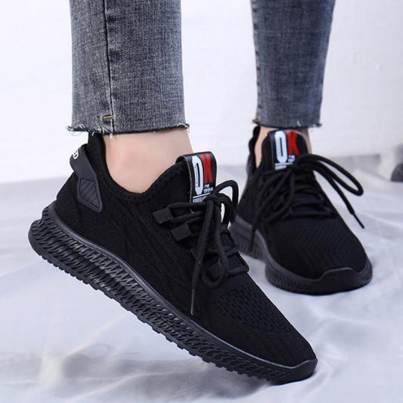 Red Mesh Casual Shoes Breathable Knitted Sneakers for Women Tennis Ladies Flat Sneakers Spring Lightweight Running Sports Shoes