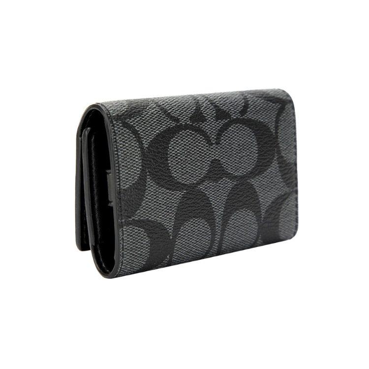 COACH Key Case PVC Key Pouch Women's Black 78675-QBO4G