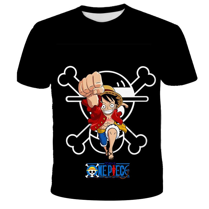 T-shirt da Uomo Anime One Piece 2025 Cartone Animato Manica Corta Cosplay Luffy Top di Gamma Larga e Traspirante Abbigliamento da Uomo Nero