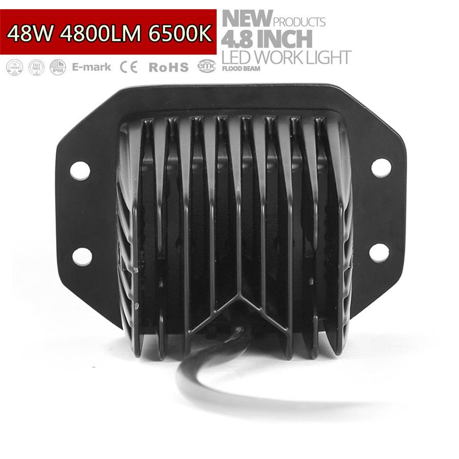 2x 48W Spot Flood Combo LED Work Light Car 4x4 Off-Road Flush Mount Bumper Lamps