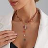 Holiday Inspired Santa Pendant Necklace Alloy Construction Convenient OT Clasp Jewelry for Year Round Wear