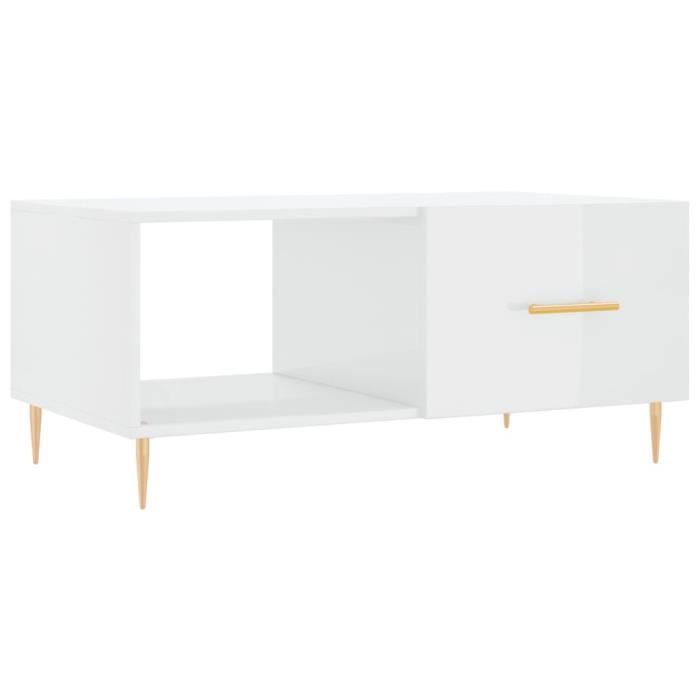 VidaXL Table basse Blanc brillant 90x50x40 cm Bois d'ingénierie 829198
