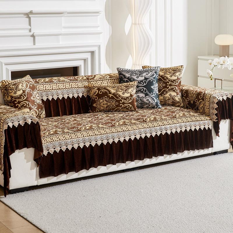 

European Sofa Cushion New Four-Season Universal Three Seats And One Concubine High-End Leather Sofa Cover Cover Cloth Non-Slip 70*70cm