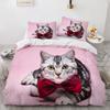 3D Cat King Queen Duvet Cover Lovely Grey White Kitty Bedding Set For Kids Teens Adults Scottish Fold Soft 2/3pcs Quilt Cover