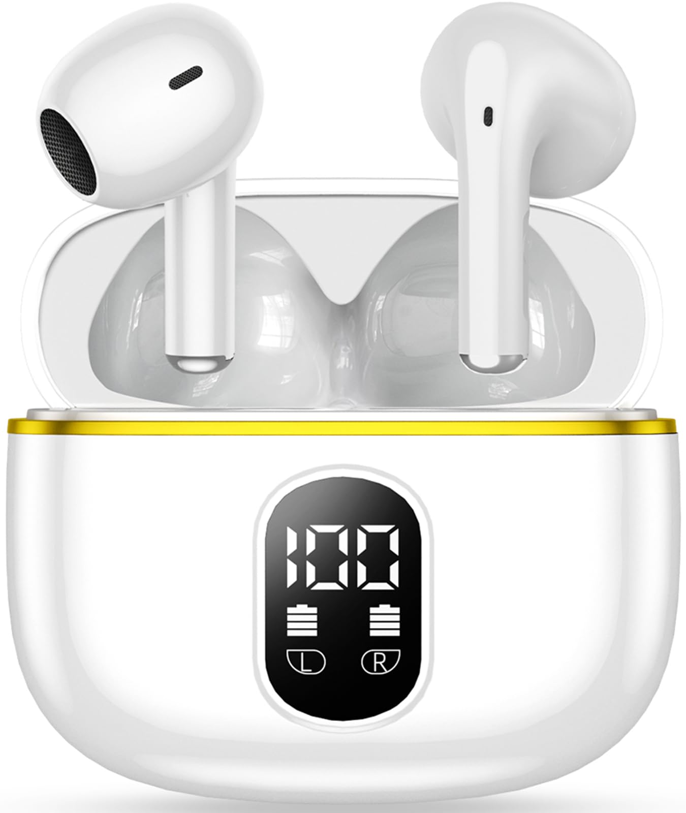 

YJJC Bluetooth Wireless Instant Fast Compact and with LED Perfect for Web and Compatible with iPhone and Android Earbuds, Connection, Hi-Fi, Type-C
