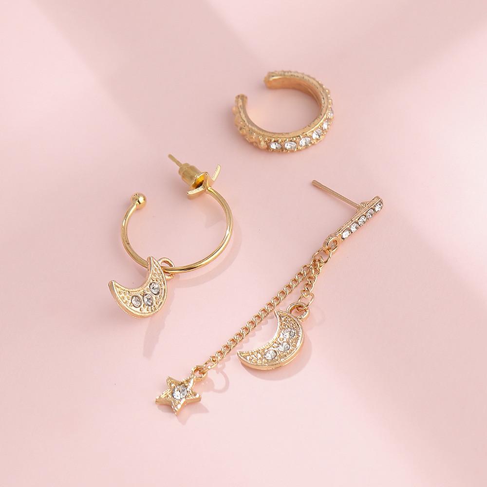Elegantes Halbmond-Stern-Ohrring-Set Schicker Euro-Amerikanischer Modeschmuck Trendig