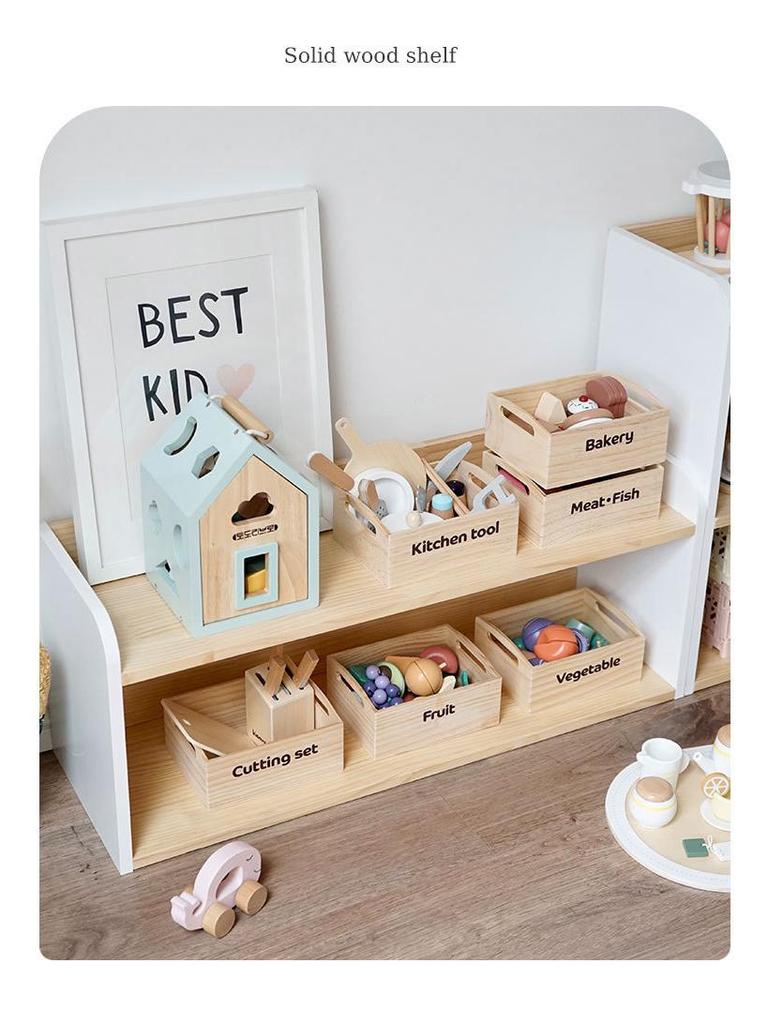 Korean Style Wooden Bookcase & Toy Storage Rack for Children's Room