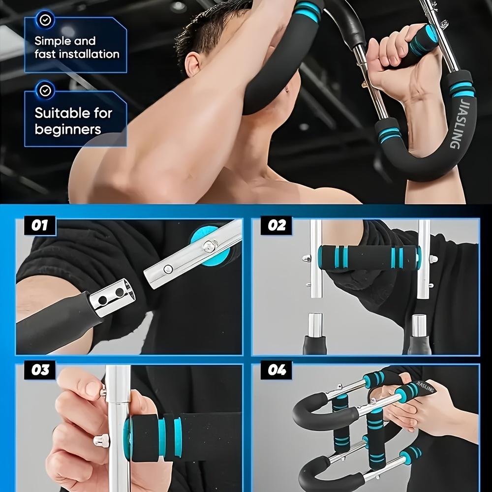 U-Shaped Adjustable Forearm and Chest Strength Trainer, 60-100 Lbs Resistance Portable Triceps Workout Equipment for Home Gym Fitness