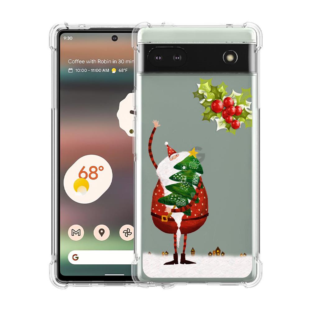 Christmas Four-Corner Drop-Proof TPU Case for Google Pixel 8 Mobile Phone - Festive Design
