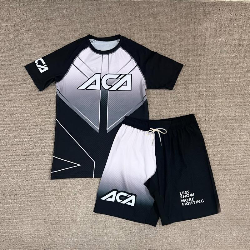 2026 Neues Sportset Kinder Rot Schwarz Camo Grafik Rash Guard Oberteil & Shorts Schnelltrocknend MMA Training Kampfanzug 160