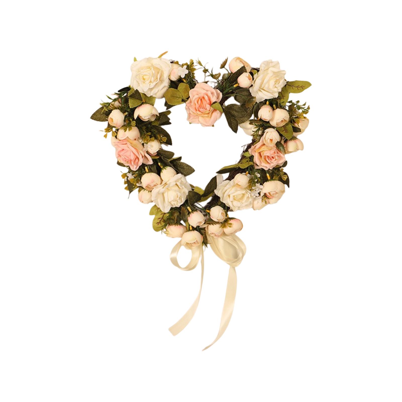 

3D 40 см Цветочный венок в форме сердца с розами, Искусственный цветок для весны/лета, Декорация ко Дню святого Валентина, Свадебное оформление, Декор для стены дома One Size розовый