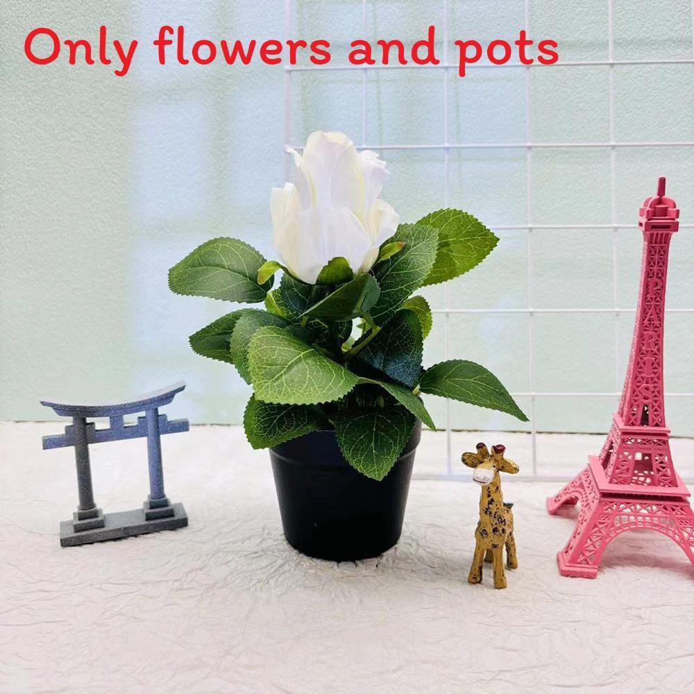 Rosa Rugosa Schreibtischpflanze Künstlich Mit Seide Und Kunststoff Für Wohnzimmer- Und Bürodekoration