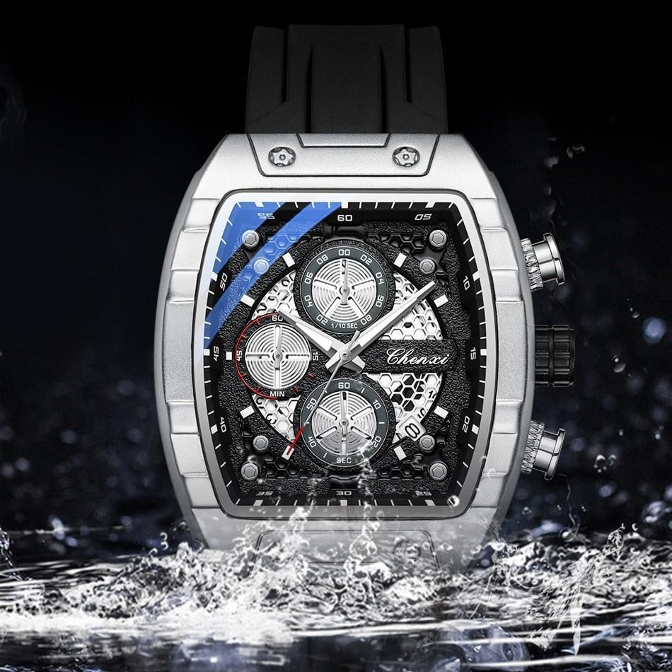 Watch Men's Watch Multifunctional Watch Silicone Strap Sports Wind Waterproof Six-Pin Calendar Quartz Watch