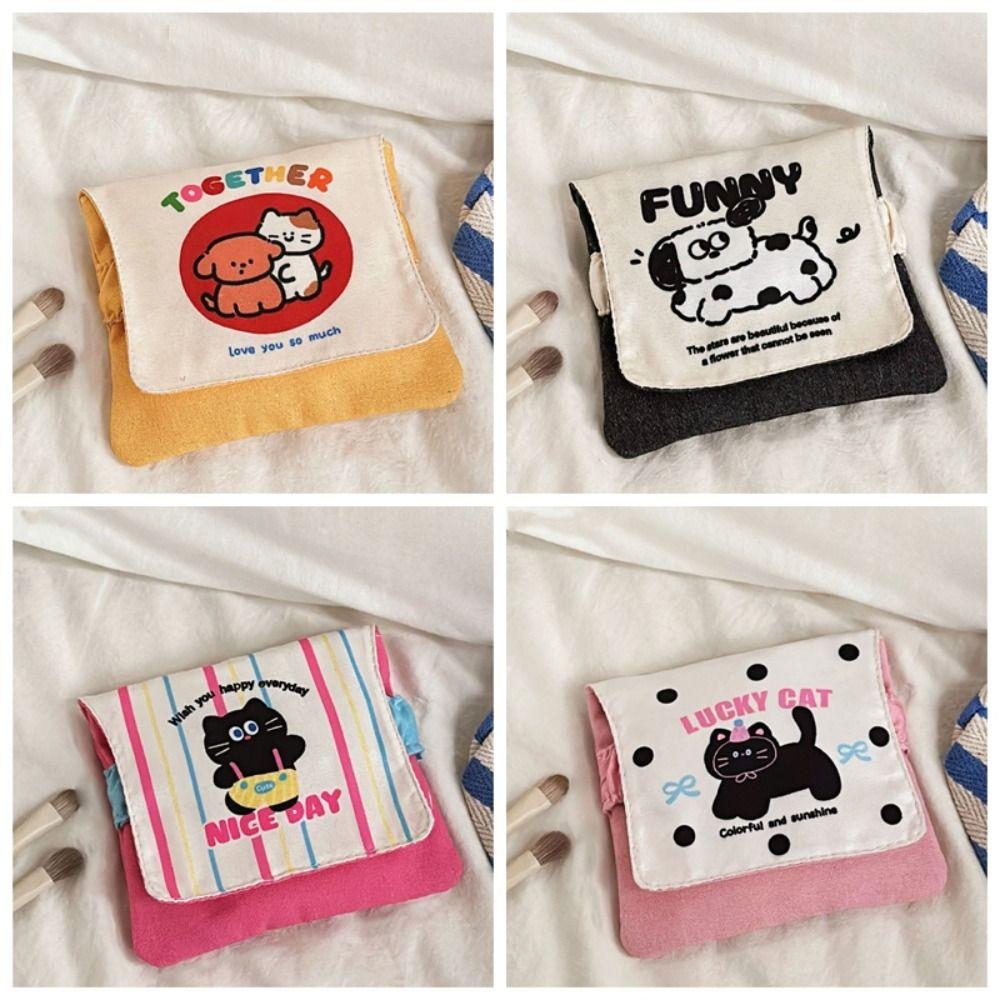 Large Capacity Mini Cosmetic Bag Puppy Cartoon Coin Purse Sanitary Napkin Storage Bag Women