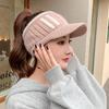 Fashion Handmade Knit Cap Winter Outdoor Women Girl Warm Keeping Cap Empty Top Wool Hat Color Matching Duck Tongue Hat