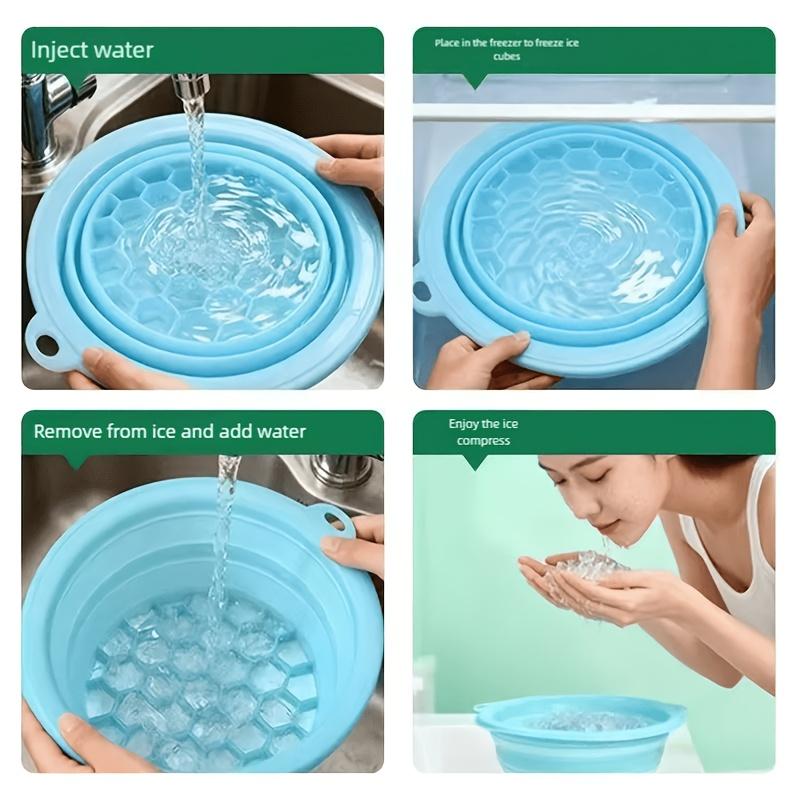 1 Creative Home Essential Foldable Silicone Ice Facial Cooling Basin for Facial Care, Skincare Routines, Compact Storage, Skincare Accessory