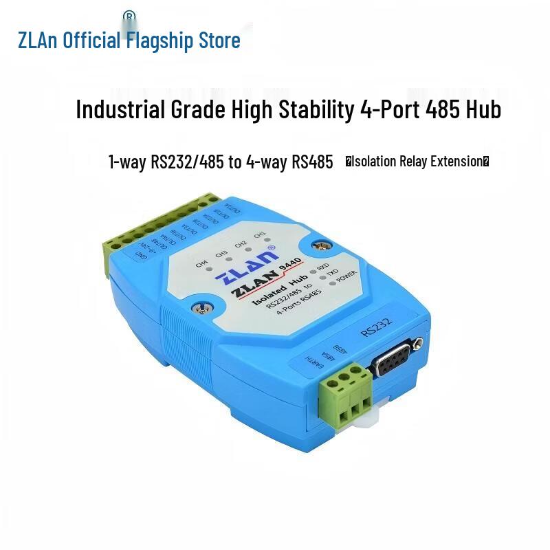 ZLAN ZLAN9440 RS232 To 4-Port RS485 Hub & Isolator