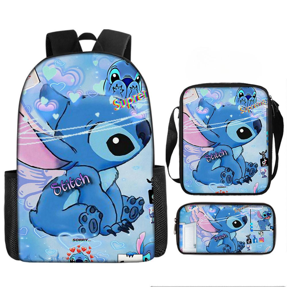 Disney Stitch School Backpack Oxford Cloth Lightweight Breathable Bookbag For Kids