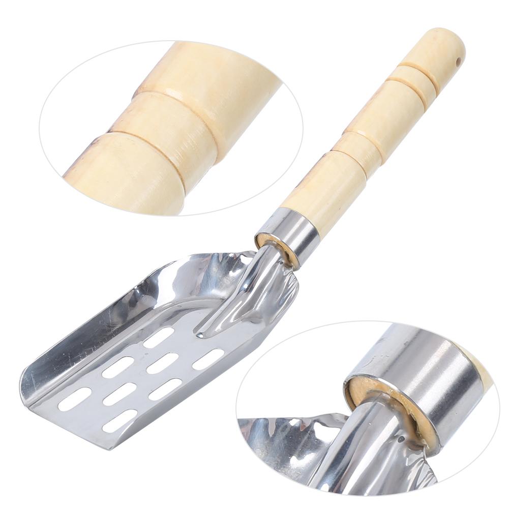 Stainless Steel Integrated Wooden Handle Mix Bait Shovel Fishing Tackle for Fisherman
