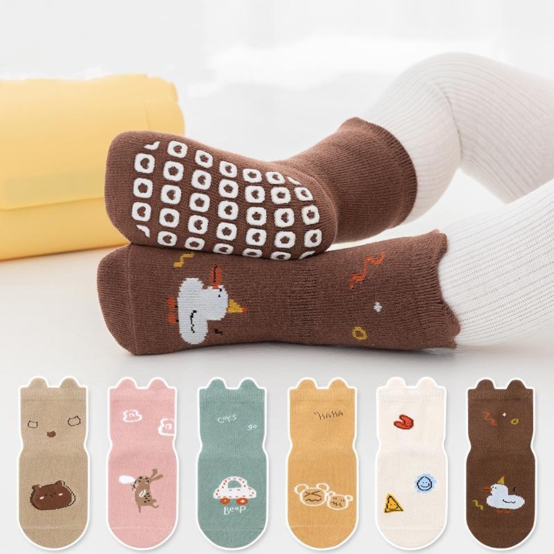 Kids Non-Slip Socks Cute Cartoon Pattern Toddler Boys Girls Children's Floor Socks Comfortable Cotton Socks for Infant Newborn