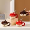 Creative Personality Cartoon Mushroom Straw Cup Ceramic High Value Gift Mug Household Drinking Water Cup Internet Celebrity Cup
