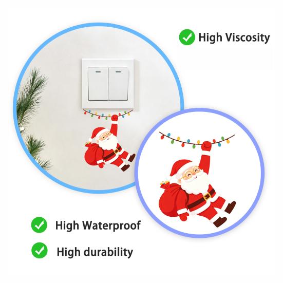 Self Adhesive Switch Covers Santa Claus On Swing Sticker, Decorative PVC Wall Decal, Holiday Home Decor Accessories Removable Self-adhesive
