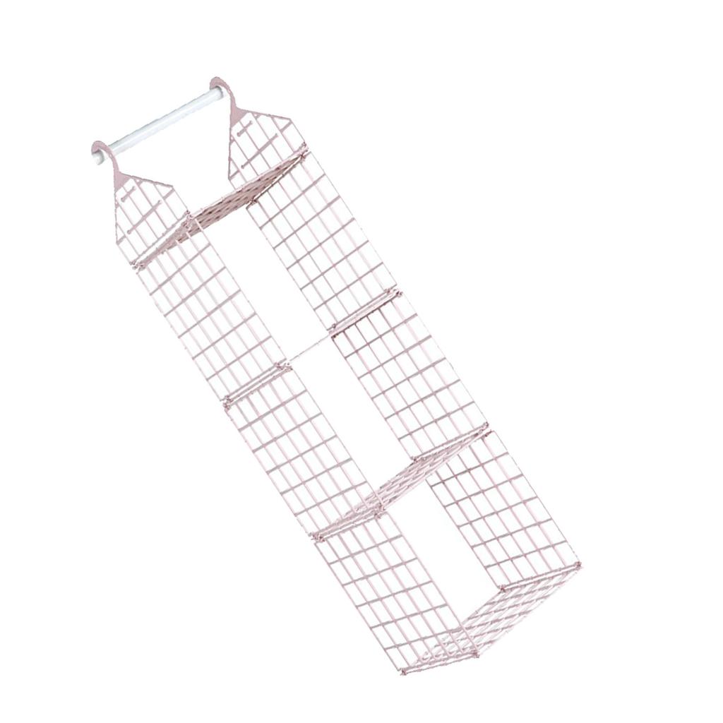 Hanging Closet Organizer 3 Tier Pink Storage Shelf Minimalist Grid Plastic Cloth Shelf for Bedroom Dormitory Apartment