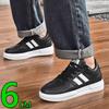 Plus Size Elevator Sneakers Men's Genuine Leather Casual Sports Shoes 6CM Height Increasing Shoes for Men Women Walking Shoes