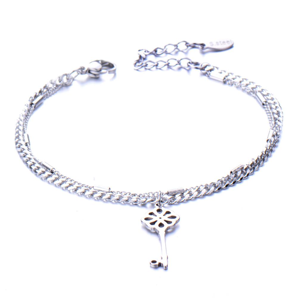 European and American simple personalized bell double-layer titanium steel bracelet spot men and women couple jewelry women's trend fashion jewelry