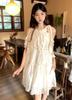 French Summer Sweet Temperament Off-the-shoulder Dress Female Gentle First Love White Moonlight Princess Dress Ruffle Leaf Fairy Dress
