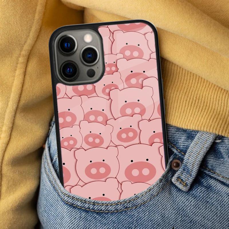 Cartoon Pig Piggy Soft Phone Case for iPhone 17 Air 16e Pro Max 15 Pro 13 14 Plus 11 12 MagSafe Magnetic Coque