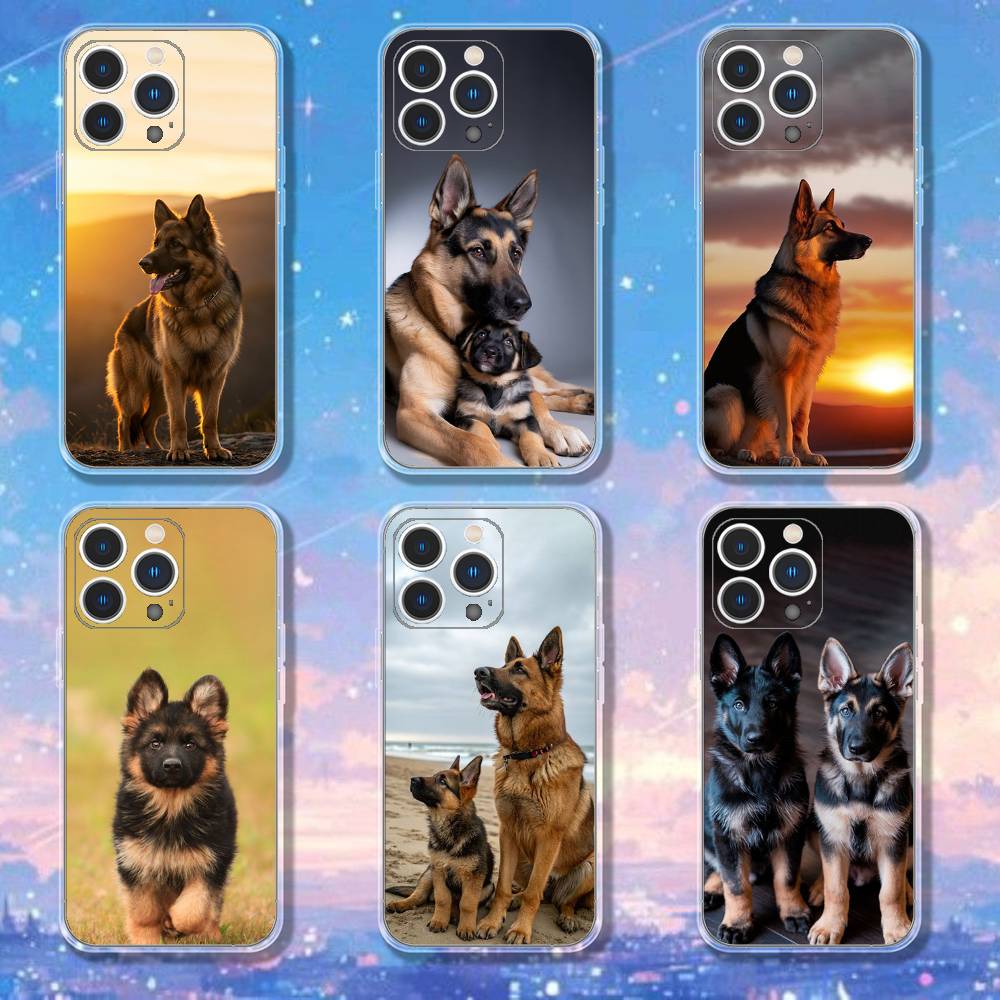 Animal German Shepherd Dogs Phone Case iPhone17 16 15 14 13 12 11 Pro Max Plus Mini Clear Full Back Cover Silicone Soft Shell