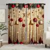 Set Of 2 Festive Christmas Curtains Cheerful Print Polyester Living Room Office Bedroom Decor Curtain For Sitting Made With Rod Pocket Machine