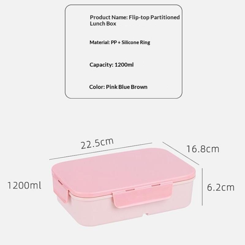 1200Ml Flip-Top Lunch Box,Portable, Leakproof & Waterproof Design For Outdoor Use, Travel, College, And Office Workers