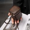 Borsa da Trucco in Pelle Retrò Custodia per Rossetti e Monete Borsa da Viaggio Portatile Secchiello portaoggetti Portamonete Rotondo Mini Personalizzato