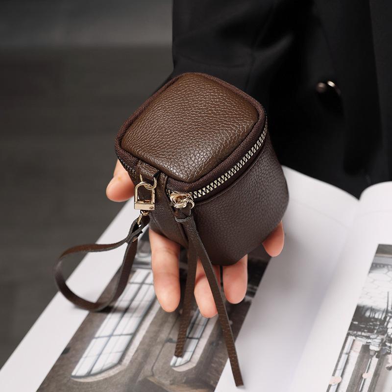 Borsa da Trucco in Pelle Retrò Custodia per Rossetti e Monete Borsa da Viaggio Portatile Secchiello portaoggetti Portamonete Rotondo Mini Personalizzato