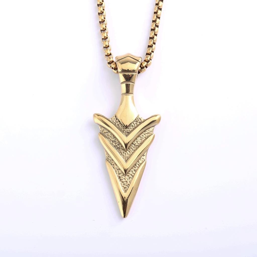 Vintage Stainless Steel Double Sided Arrow 3D Polished Pendant Necklace Unisex
