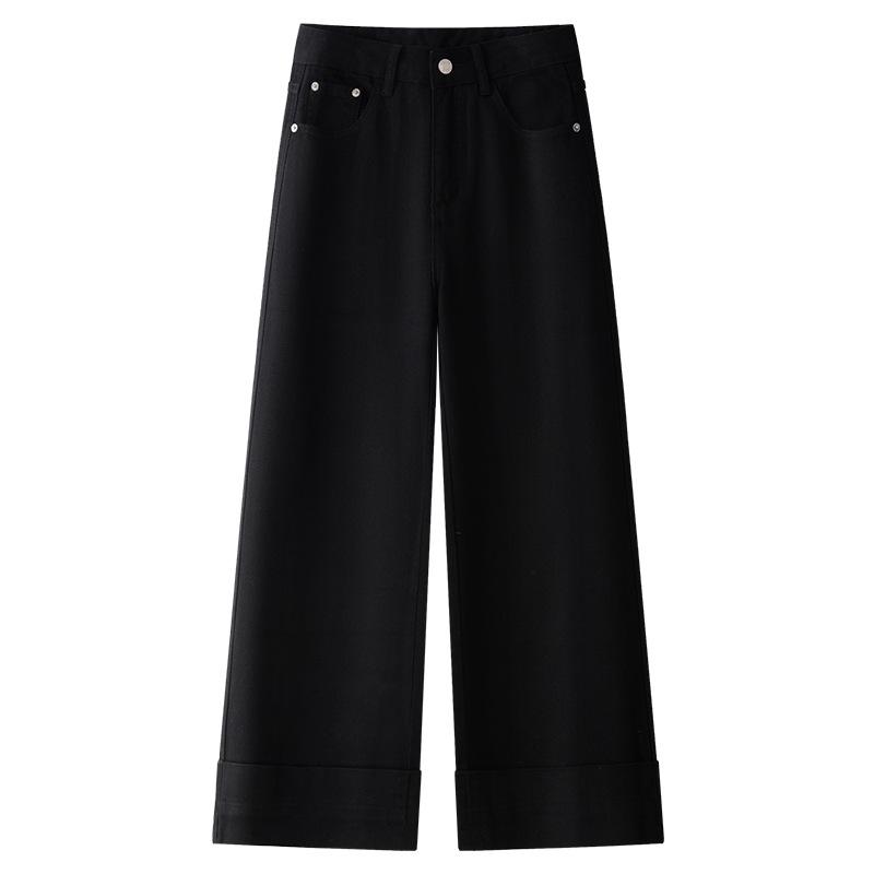 

Абрикосовые женские джинсы прямого кроя с завышенной талией, стройнящие, весна 2025 M чёрный